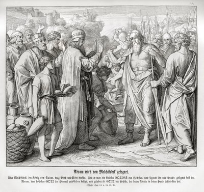 Abraham es bendecido por Melquisedec, Génesis de Julius Schnorr von Carolsfeld