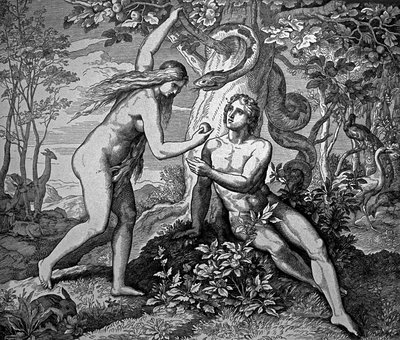 Adán y Eva con la manzana de Julius Schnorr von Carolsfeld