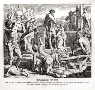 La vida de Caín en Nod después de su exilio, Génesis de Julius Schnorr von Carolsfeld