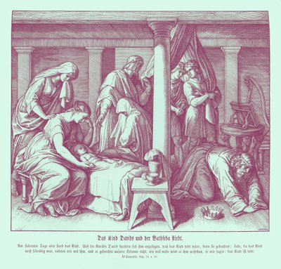 El hijo de David y Betsabé muere, 2 Samuel de Julius Schnorr von Carolsfeld