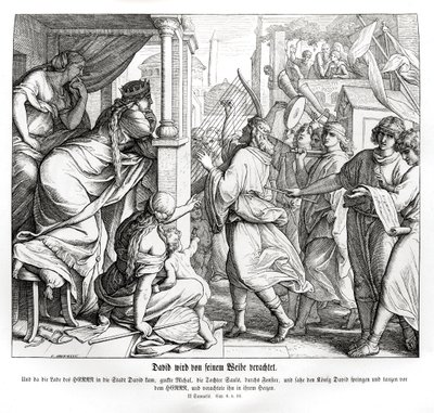 David es despreciado por Mical, 2 Samuel de Julius Schnorr von Carolsfeld