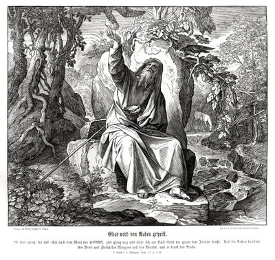 Elías es alimentado por cuervos de Julius Schnorr von Carolsfeld
