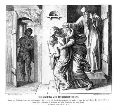 Eliseo resucita al hijo de la sunamita, 2 Reyes de Julius Schnorr von Carolsfeld