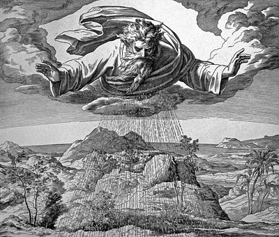 Dios regando la tierra para tener hierba de Julius Schnorr von Carolsfeld