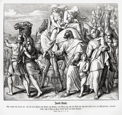 La huida de Jacob a Canaán, Génesis de Julius Schnorr von Carolsfeld