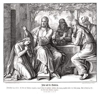 Jesús y la mujer pecadora, Evangelio de Lucas de Julius Schnorr von Carolsfeld