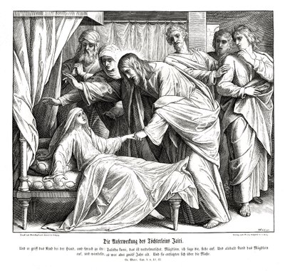 Jesús despierta a la niña, Evangelio de Marcos de Julius Schnorr von Carolsfeld