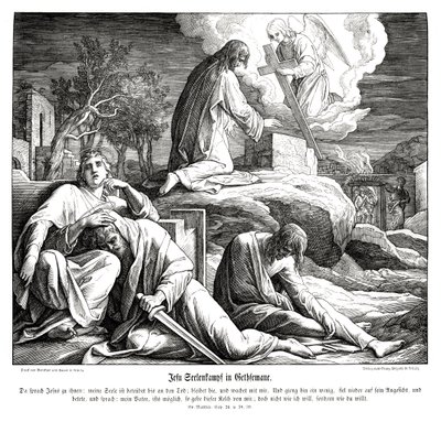 Jesús en el Jardín de Getsemaní, Evangelio de Mateo de Julius Schnorr von Carolsfeld