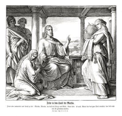 Jesús en la casa de Marta, Evangelio de Lucas de Julius Schnorr von Carolsfeld