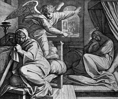 Se advierte a José que huya a Egipto de Julius Schnorr von Carolsfeld