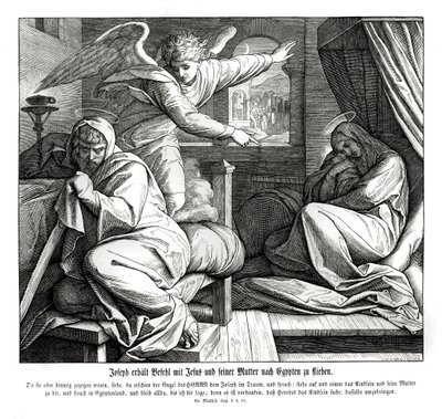 José es advertido para huir a Egipto, Evangelio de Mateo de Julius Schnorr von Carolsfeld