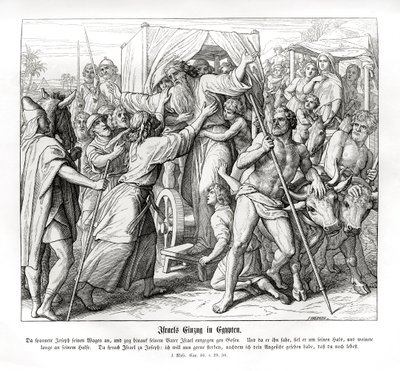 El padre de José llega a Egipto, Génesis de Julius Schnorr von Carolsfeld