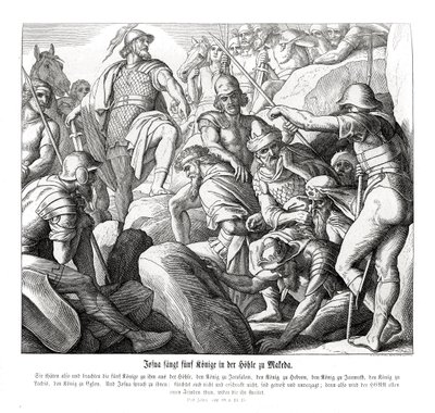 Josué captura a cinco reyes en Makkedah, Josué de Julius Schnorr von Carolsfeld