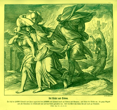 Lot y su familia huyen de Sodoma, Génesis de Julius Schnorr von Carolsfeld