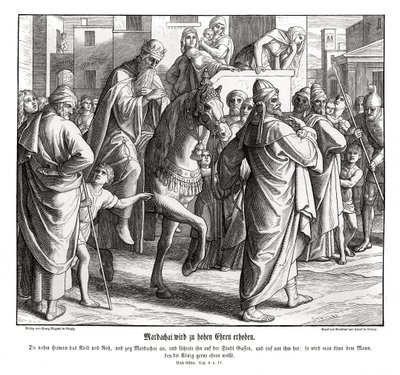 Mardoqueo es honrado por el rey, Ester de Julius Schnorr von Carolsfeld
