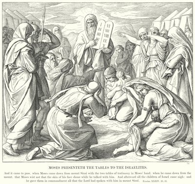 Moisés presenta las tablas a los israelitas de Julius Schnorr von Carolsfeld