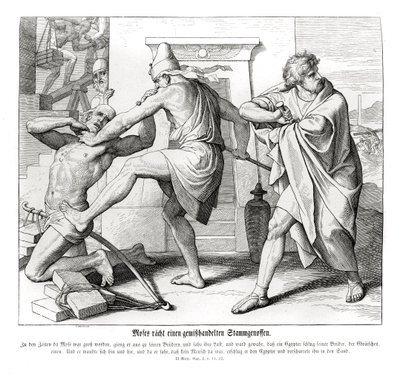 Moisés venga el maltrato de sus hermanos, Éxodo de Julius Schnorr von Carolsfeld