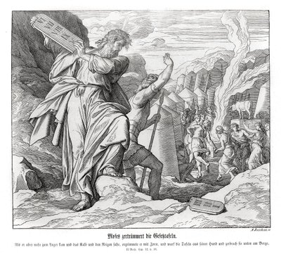 Moisés rompe las tablas de los mandamientos, Éxodo de Julius Schnorr von Carolsfeld