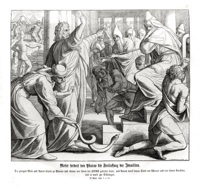 Moisés exige la liberación de los israelitas, Éxodo de Julius Schnorr von Carolsfeld
