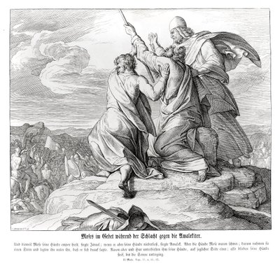 Moisés ora durante la batalla con Amalec, Éxodo de Julius Schnorr von Carolsfeld