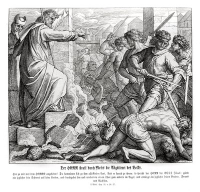 Moisés castiga al pueblo por su idolatría, Éxodo de Julius Schnorr von Carolsfeld