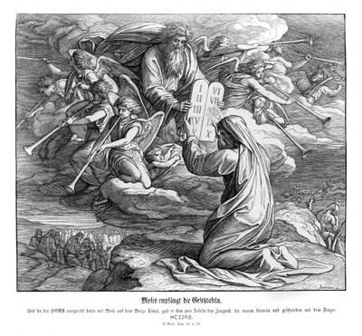 Moisés recibe los mandamientos, Éxodo de Julius Schnorr von Carolsfeld