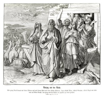 Noé y su familia después del diluvio, Génesis de Julius Schnorr von Carolsfeld
