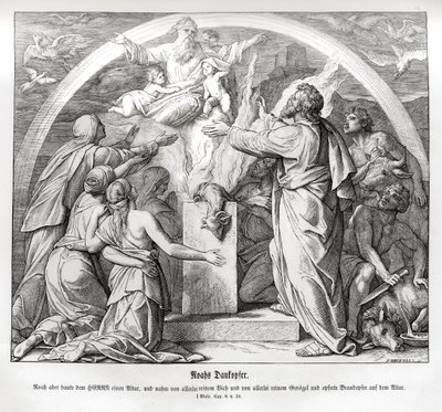La ofrenda de agradecimiento de Noé después del diluvio, Génesis de Julius Schnorr von Carolsfeld