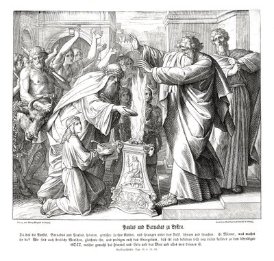 Pablo y Bernabé en Listra, Hechos de los Apóstoles de Julius Schnorr von Carolsfeld