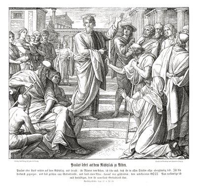 Pablo predica en Atenas, Hechos de los Apóstoles de Julius Schnorr von Carolsfeld