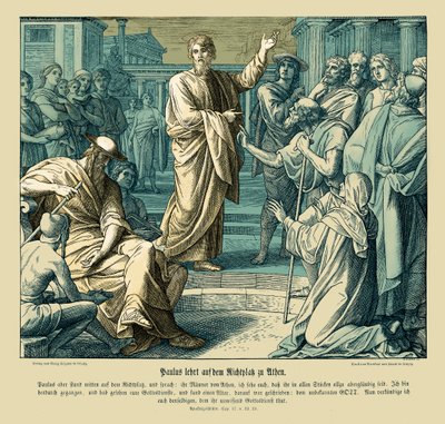 Pablo predica en Atenas, Hechos de los Apóstoles de Julius Schnorr von Carolsfeld