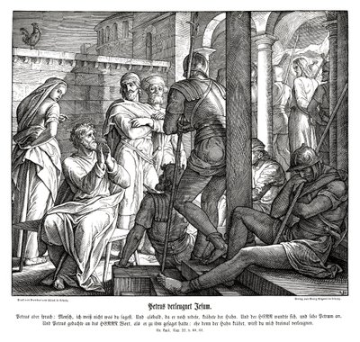 Pedro niega a Jesús, Evangelio de Lucas de Julius Schnorr von Carolsfeld