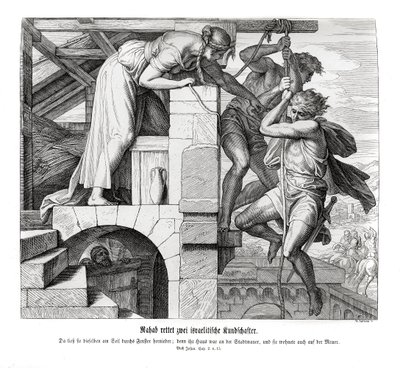 Rahab rescata a dos hombres israelitas, Josué de Julius Schnorr von Carolsfeld
