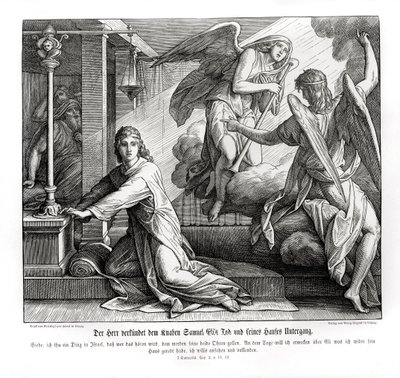 Samuel recibe la profecía de la muerte de Elí de Julius Schnorr von Carolsfeld