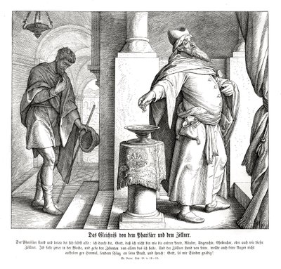El fariseo y el publicano, Evangelio de Lucas de Julius Schnorr von Carolsfeld