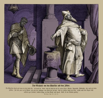 El fariseo y el publicano, Evangelio de Lucas de Julius Schnorr von Carolsfeld