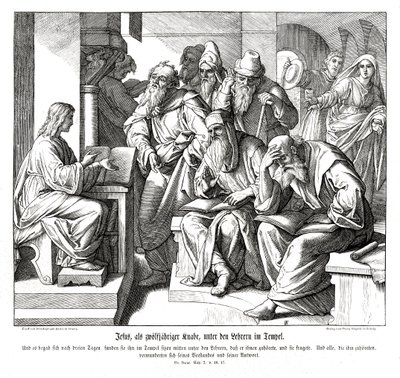 El niño Jesús en el templo, Evangelio de Lucas de Julius Schnorr von Carolsfeld