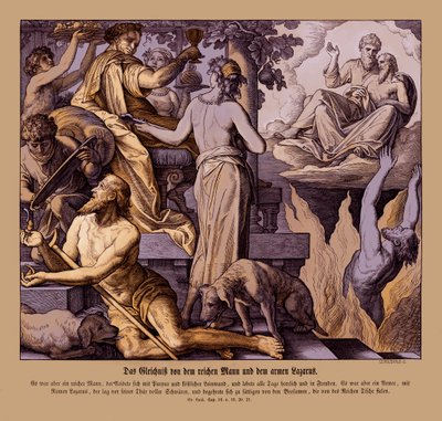 El rico y el mendigo Lázaro, Evangelio de Lucas de Julius Schnorr von Carolsfeld
