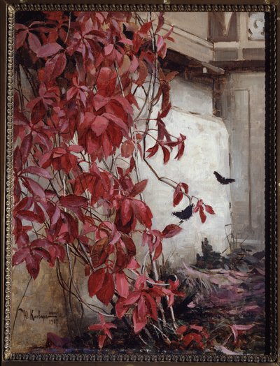 Enredadera de Virginia (Virginia enredadera). Pintura de Juli Julievich (Julius) von Klever (1850-1924), óleo sobre lienzo de Julius Sergius Klever