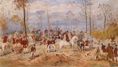La caza. Obra de Julius von Blaas (1845-1922), acuarela sobre papel, hacia 1890. Arte austriaco de Julius von Blaas
