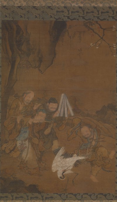 Inmortales bailarines y grulla de Jun Liu