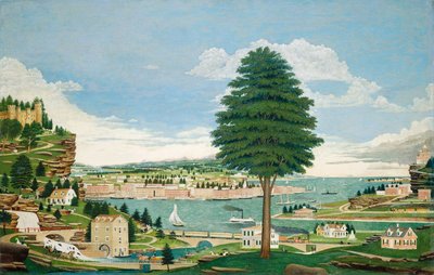 Escena de Puerto Compuesta con Castillo, c. 1875 de Jurgan Frederick Huge