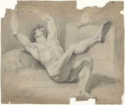 Desnudo masculino recostado, con los brazos hacia atrás y la pierna derecha levantada de Jurriaan Andriessen (possibly)