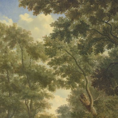 Paisaje arcádico, uno de los diez murales de la sala del jardín de la planta principal de la casa de Ámsterdam Herengracht 524 de Jurriaan Andriessen