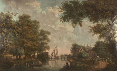 Papel pintado con paisaje holandés, perteneciente a la sala de Nieuwe Doelenstraat 22 de Jurriaan Andriessen