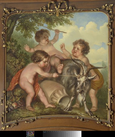 Tres niños jugando con un macho cabrío de Jurriaan Andriessen