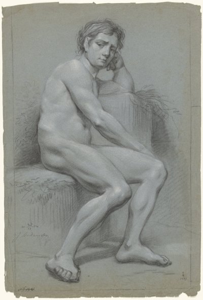 Desnudo masculino sentado, mano izquierda bajo la cabeza de Jurriaan Andriessen