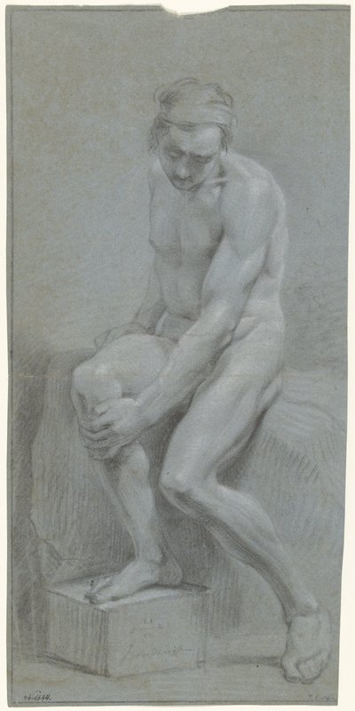Desnudo masculino sentado, mano izquierda sobre la rodilla derecha de Jurriaan Andriessen