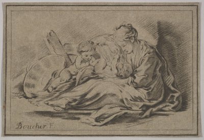 Madre con Dos Niños, siglo XVIII de Jurriaan Cootwijk
