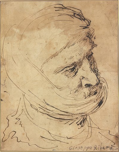 Cabeza barbuda, con un paño atado alrededor de la barbilla de Jusepe de Ribera